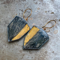Black Rutilated Quartz Earrings with Keum Boo
